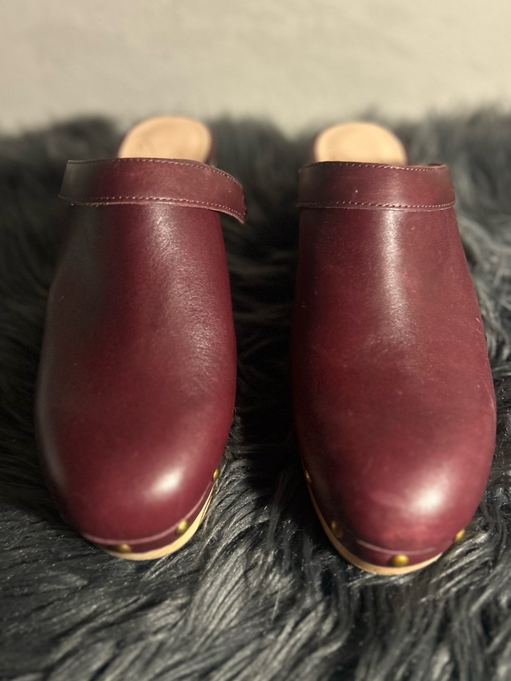J.Crew Leather Clogs Wooden Heel Slingback Studded Shoes Size 8.5 - Picture 2 of 10